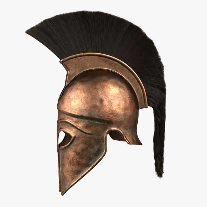 Ancient Greek Corinthian Helmet with Crest 3D
