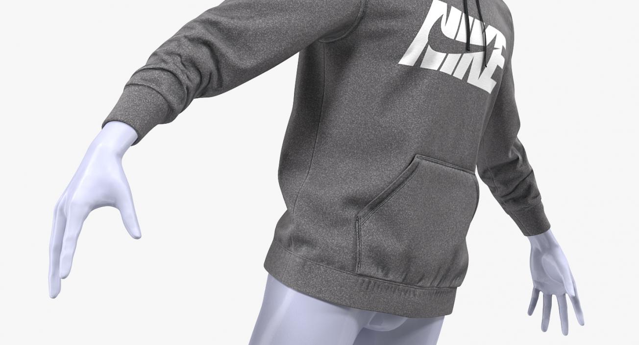 3D Grey Hoodie Nike Raised Hood on Mannequin