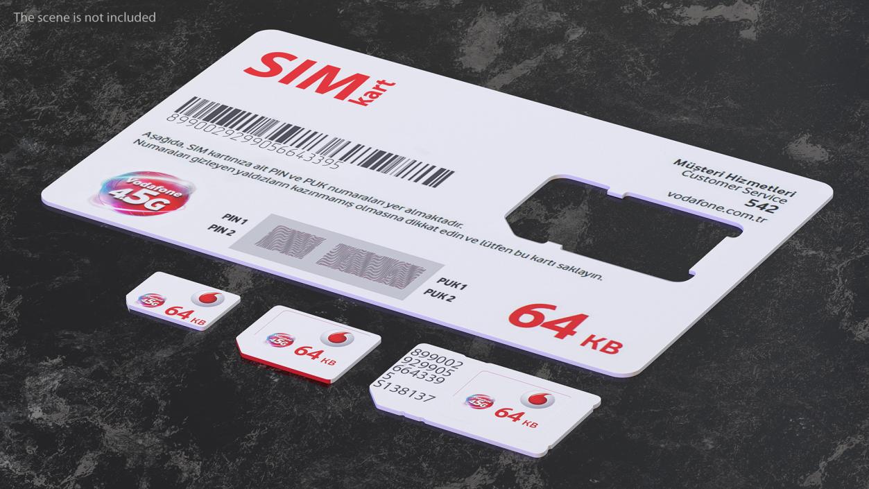 3D Vodafone Sim Card Types model
