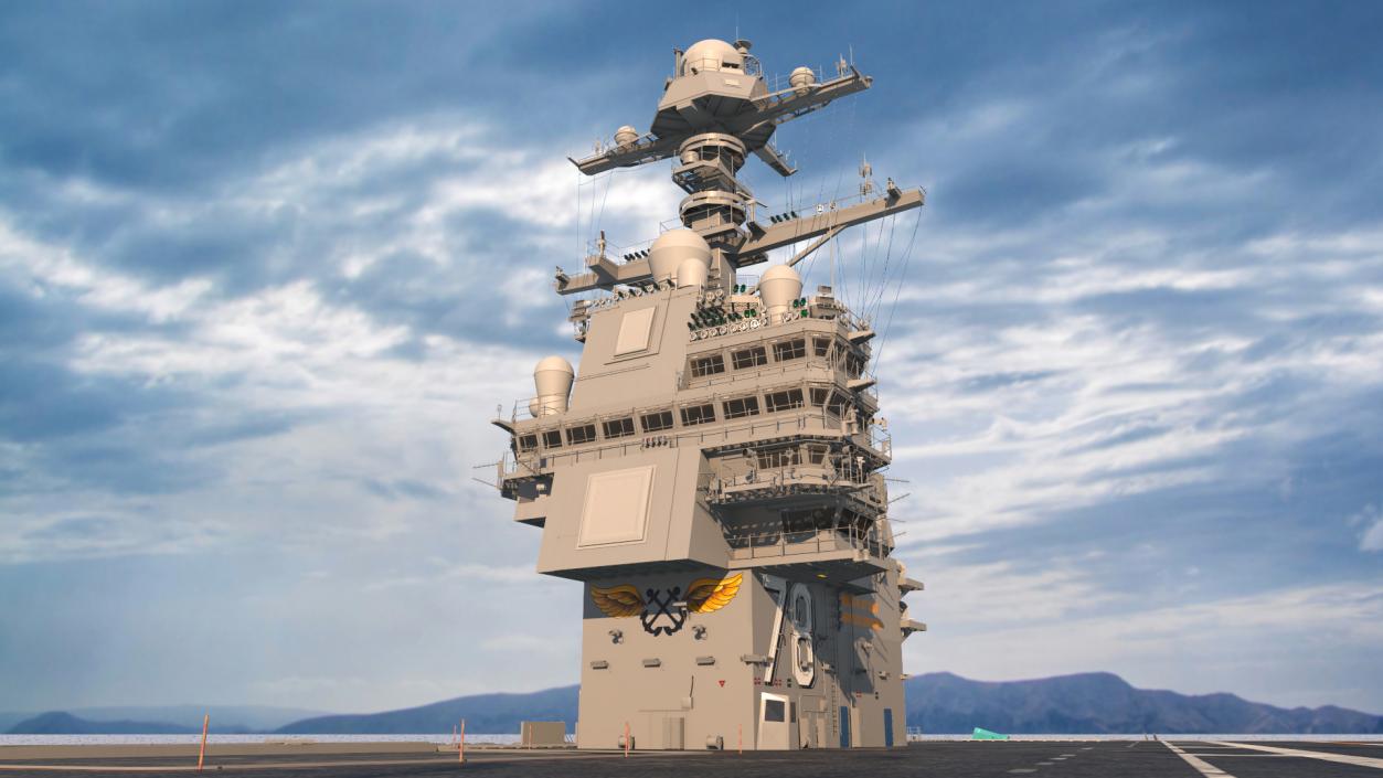 USS Gerald Ford Aircraft Carrier Bridge 3D model
