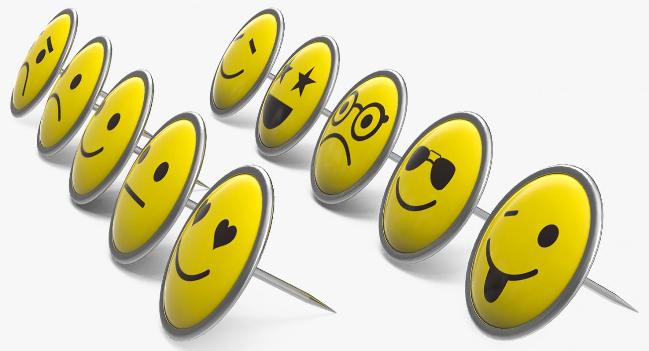 3D model Smiley Face Push Pins Set