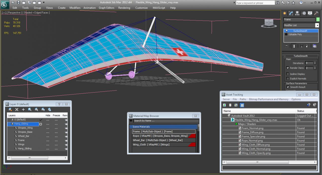 3D model Flexible Wing Hang Glider