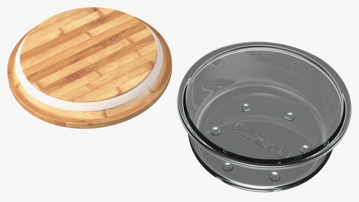 3D model Glass Food Storage Containers with Bamboo Lids Set
