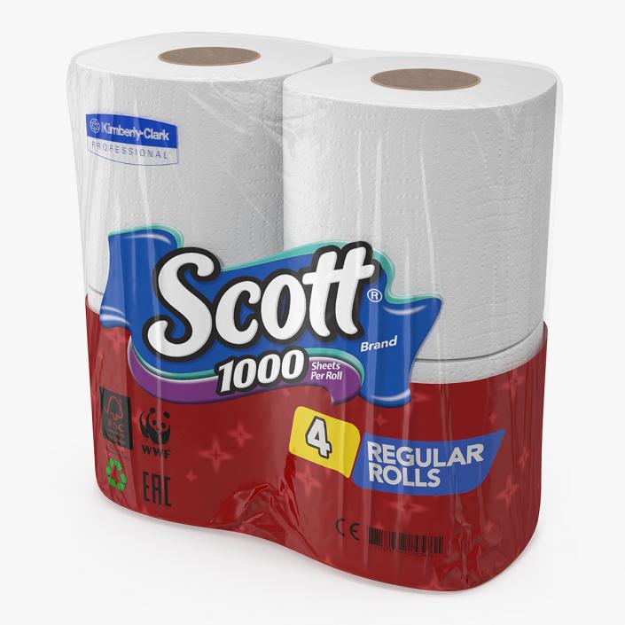 3D model Scott Regular Roll Toilet Tissue 4 Rolls