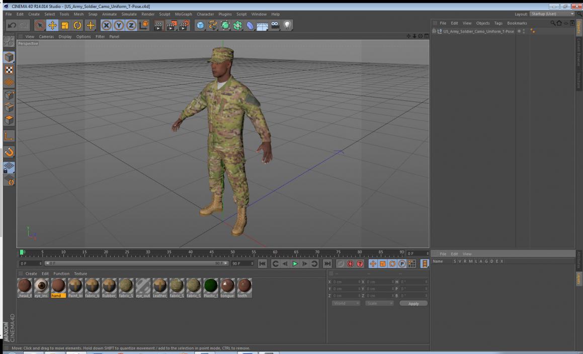 3D model US Army Soldier Camo Uniform T-Pose