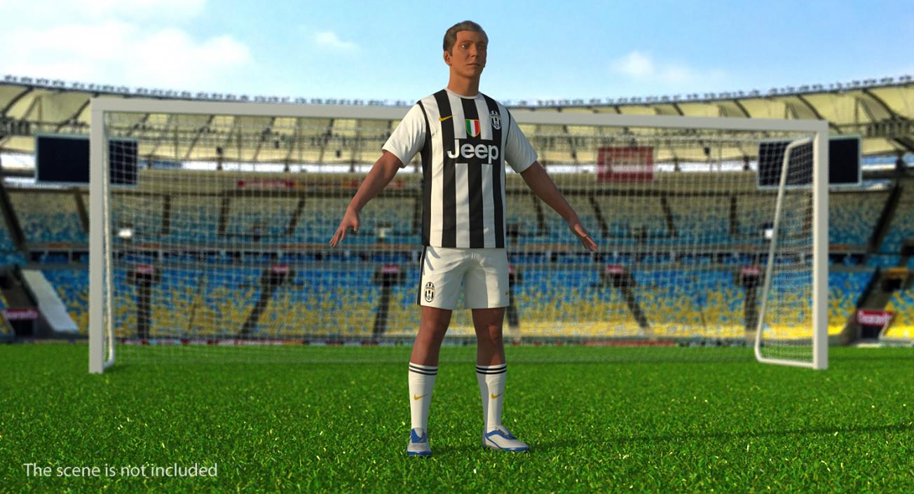 Soccer or Football Player Juventus with Hair 3D model
