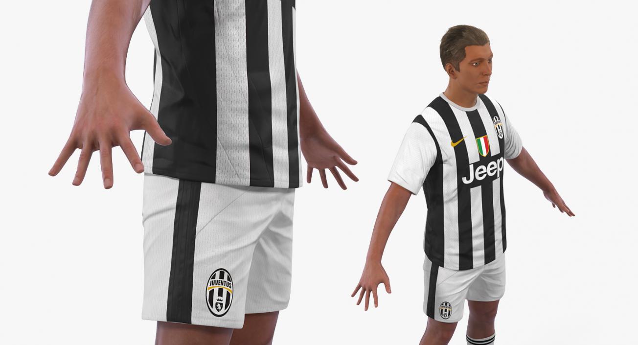 Soccer or Football Player Juventus with Hair 3D model