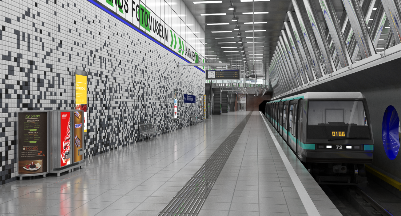 Wilhelminaplein Subway Metro Station With Train 3D