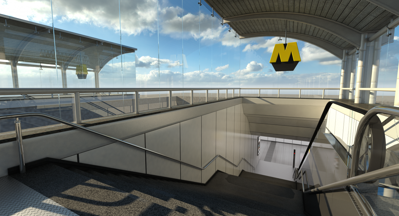 Wilhelminaplein Subway Metro Station With Train 3D