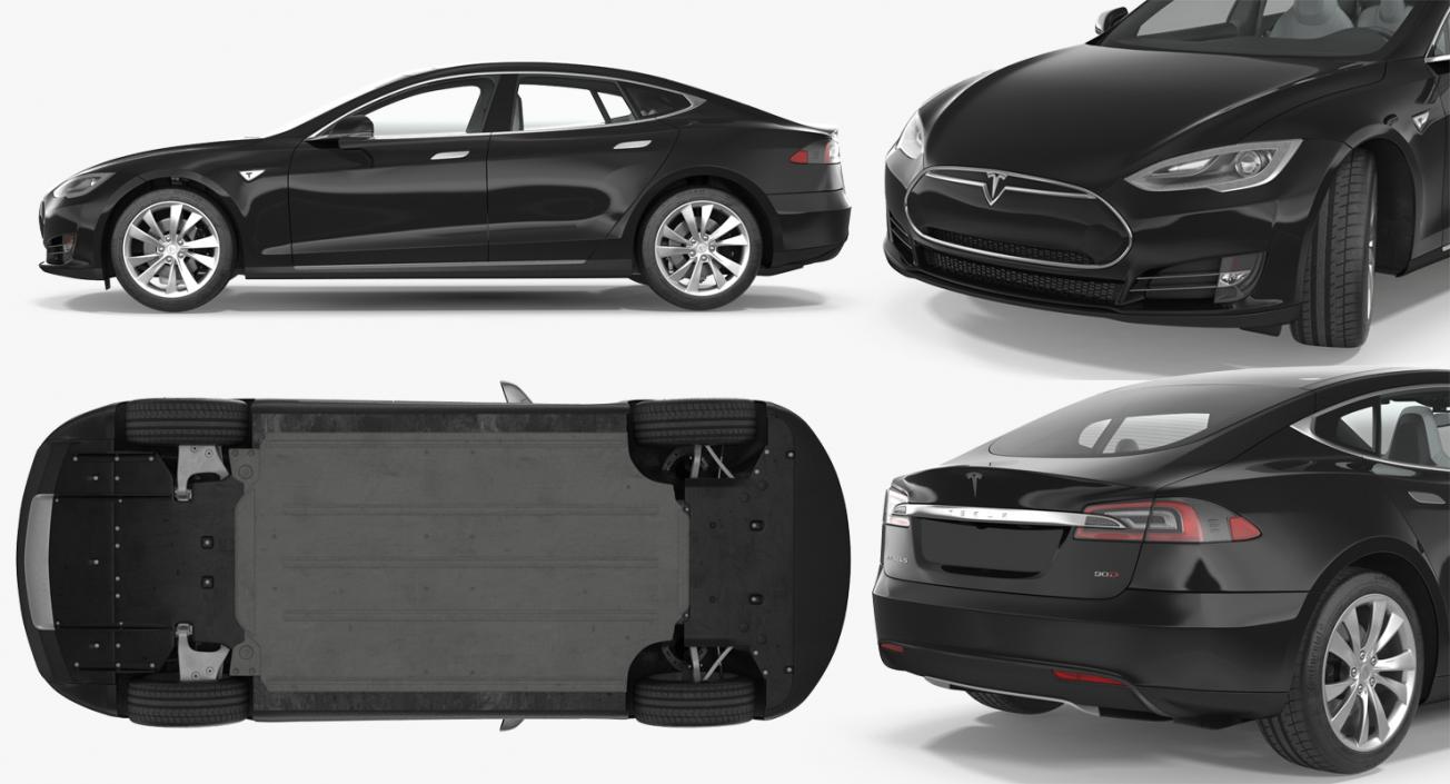 Tesla Model S 90D 2015 Rigged 3D model
