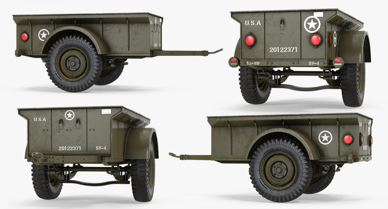 3D model WW2 Military Jeep Trailer
