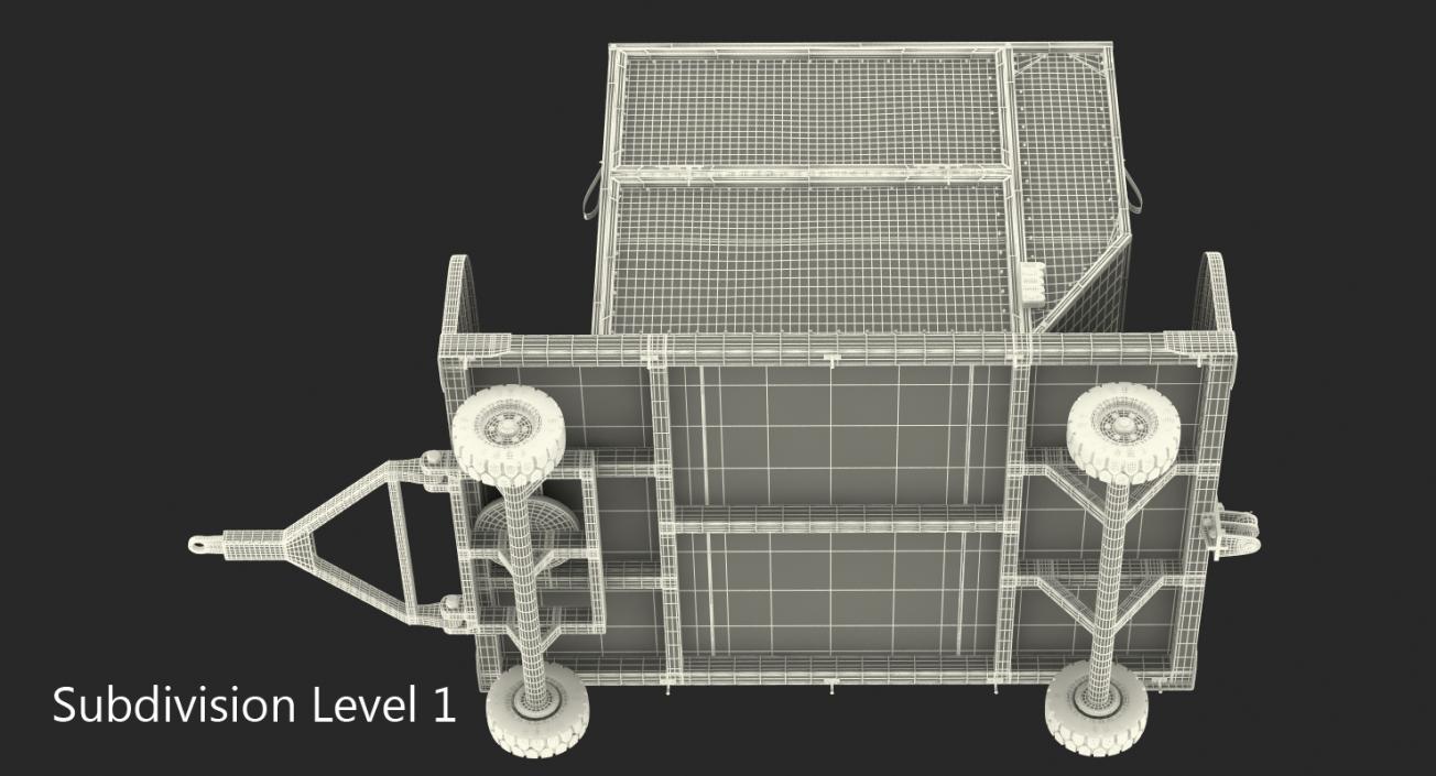 3D Airport Luggage Trolley with Container model