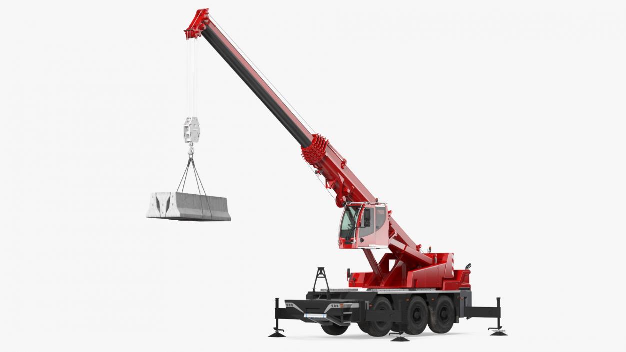 Compact Mobile Crane With Load Rigged 3D