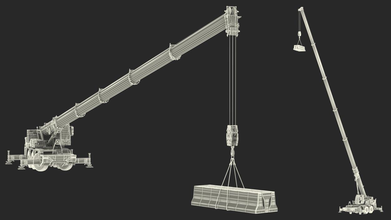 Compact Mobile Crane With Load Rigged 3D
