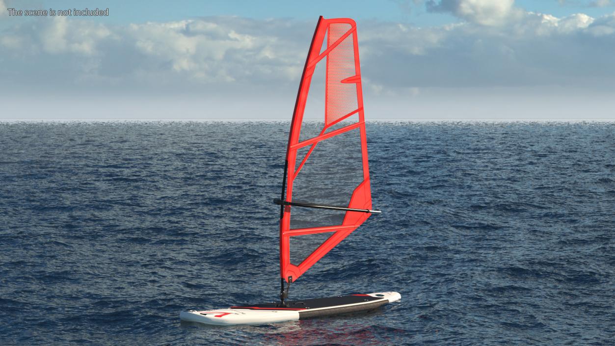 Stand Up Paddleboard with Sail Red 3D model