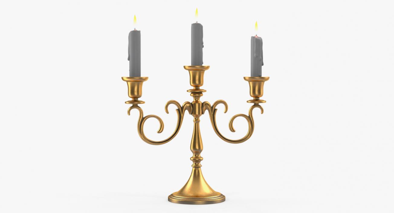 3D Candelabra Gold with Candles model