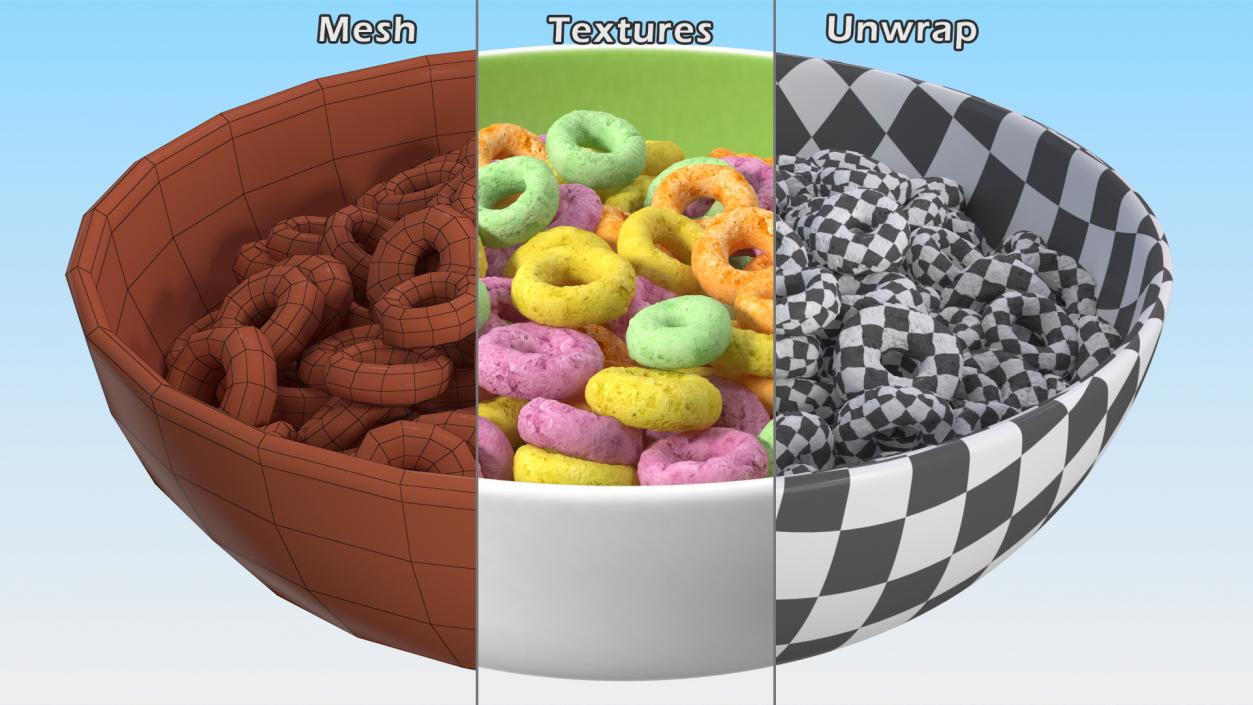 3D Colored Rings Breakfast model