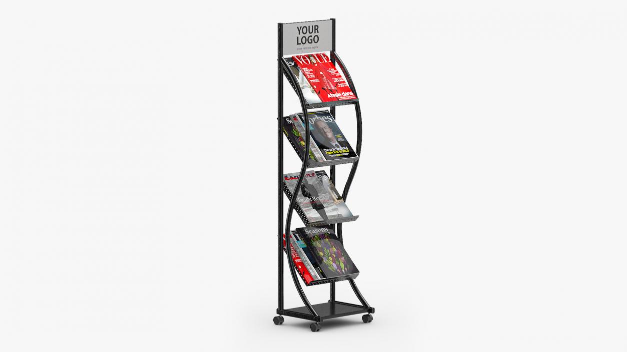 3D Magazine Display Stand Black with Magazines model