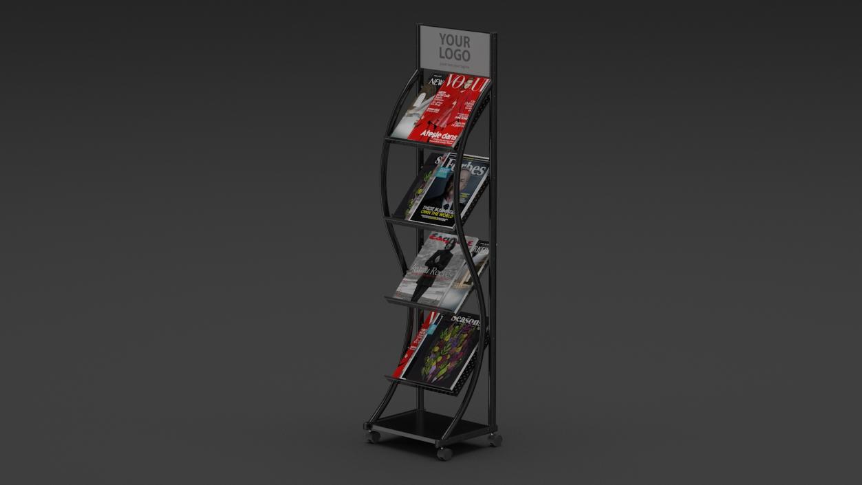 3D Magazine Display Stand Black with Magazines model