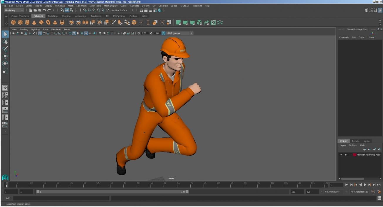 3D model Rescuer Running Pose