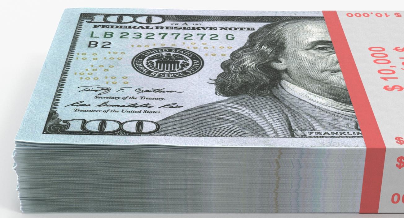 New one hundred 100 Dollar bill front side only 3D model 3D printable