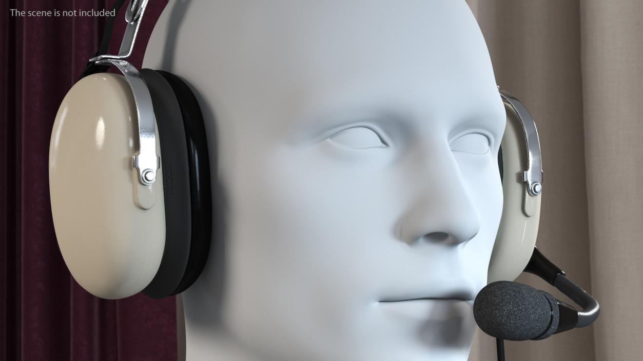 3D Pilot Headset with Mannequin Head model