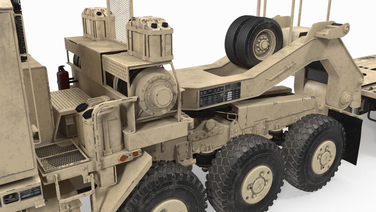Desert Camouflage Oshkosh M1070 Truck with M1000 Semi-Trailer Dirty 3D