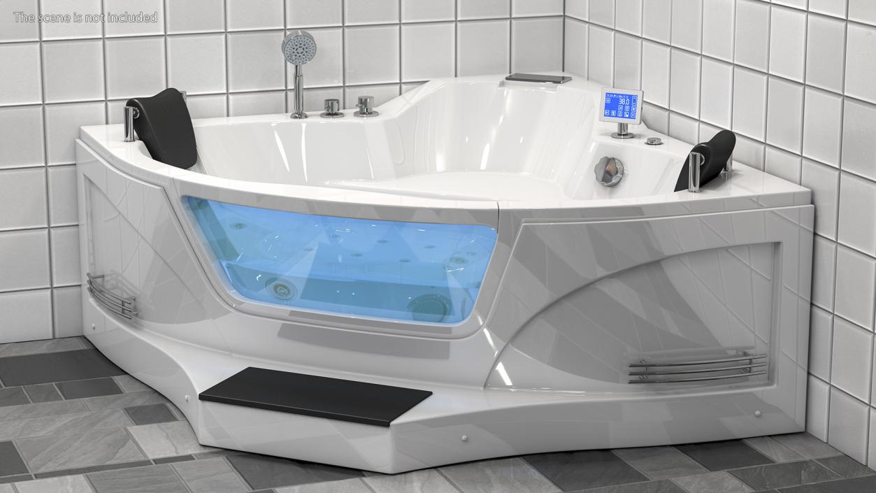 3D model Modern Whirlpool Corner Bathtub with Air Jets