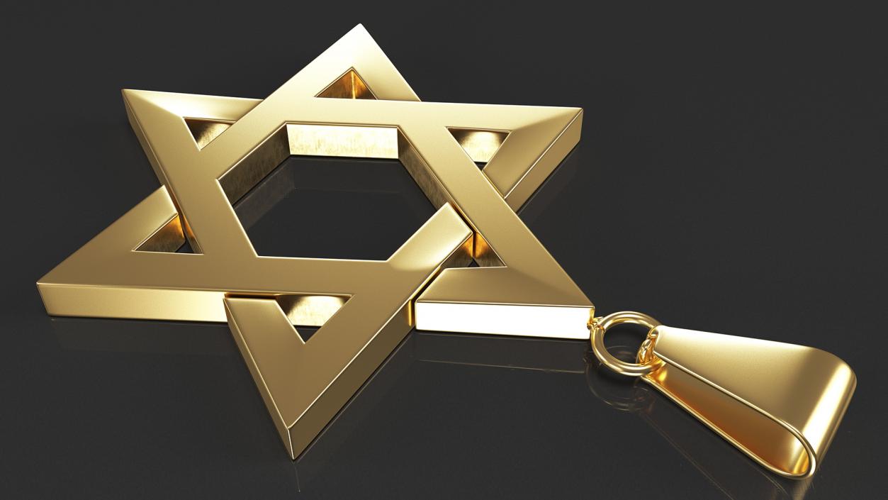 Star of David Necklace Gold 3D