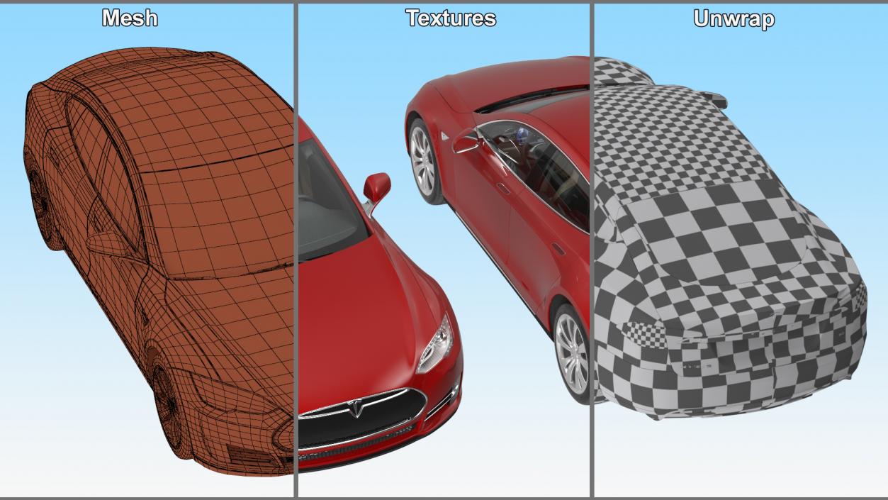 Tesla Model S 60 2015 Simple Interior 3D