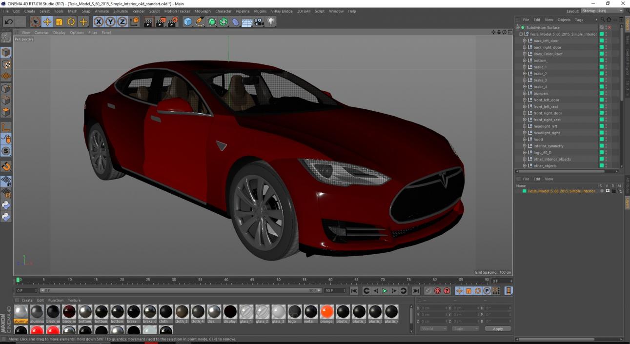 Tesla Model S 60 2015 Simple Interior 3D