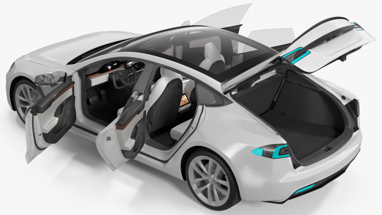 3D Electric Liftback Sedan model