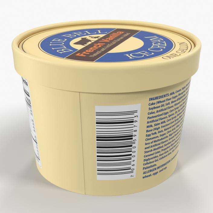 3D Ice Cream Gallon Tub Vanilla model