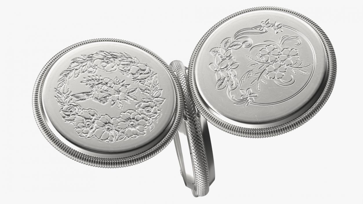 Silver Tiffany Pocket Watch Open 3D