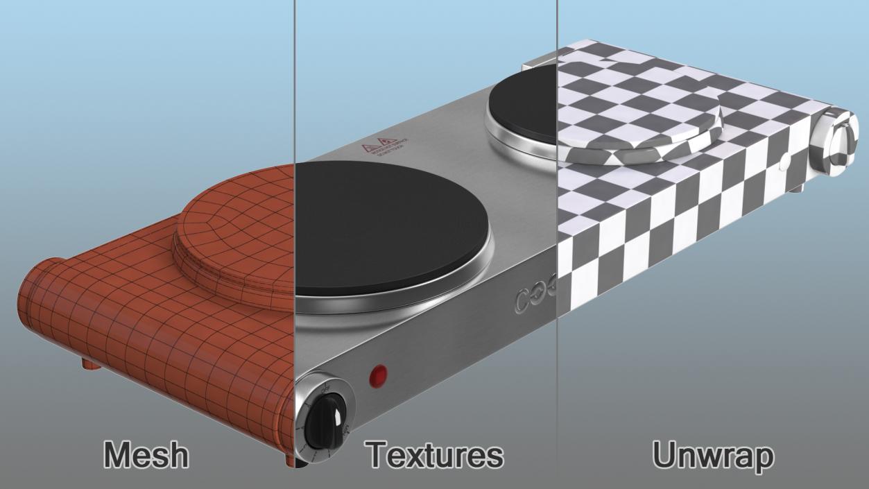 Double Electric Cooking Stove 3D model