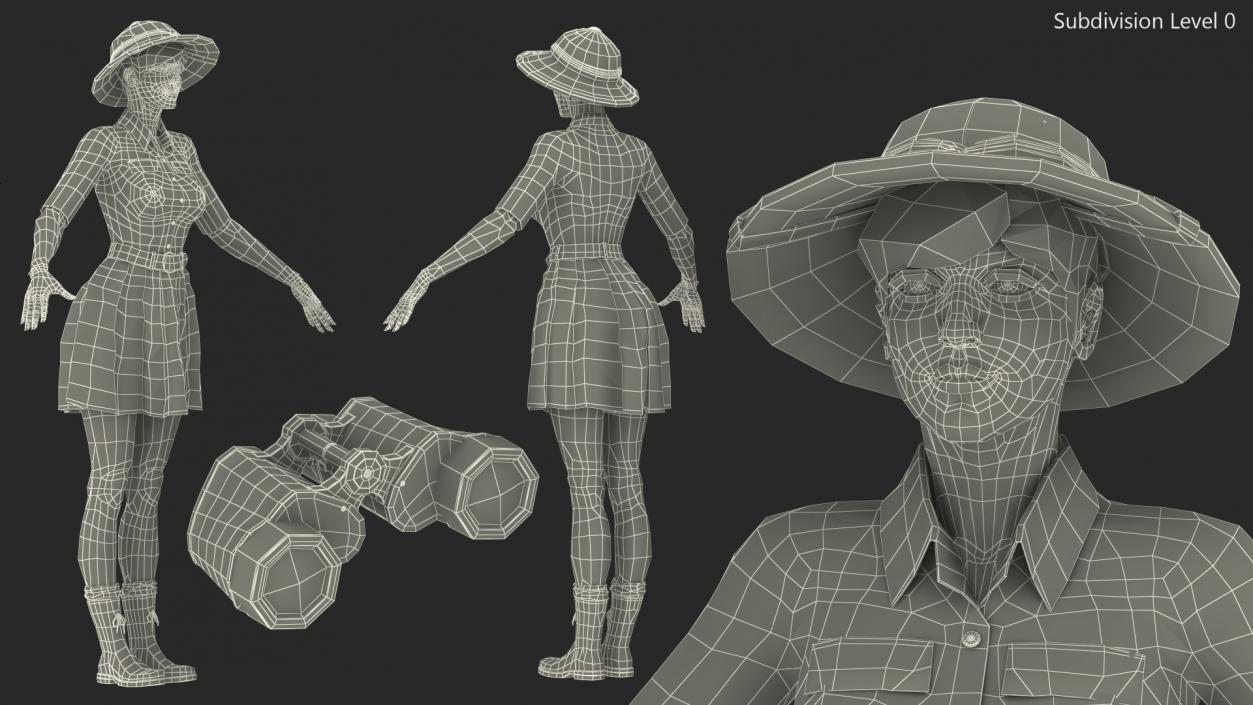 3D Women in Zookeeper Clothes Rigged model