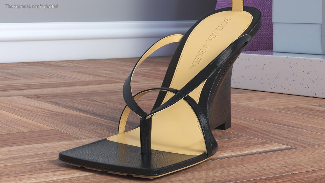 Stretch Wedge Sandals Black Bottega Veneta 3D