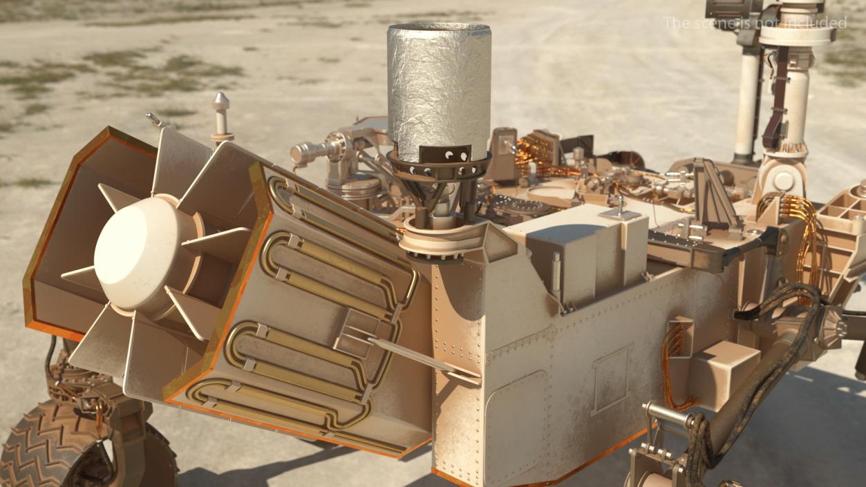 3D Curiosity Mars Rover Dusty