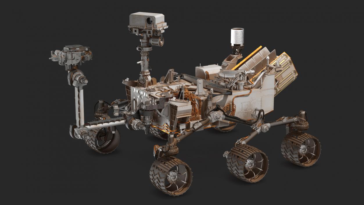 3D Curiosity Mars Rover Dusty