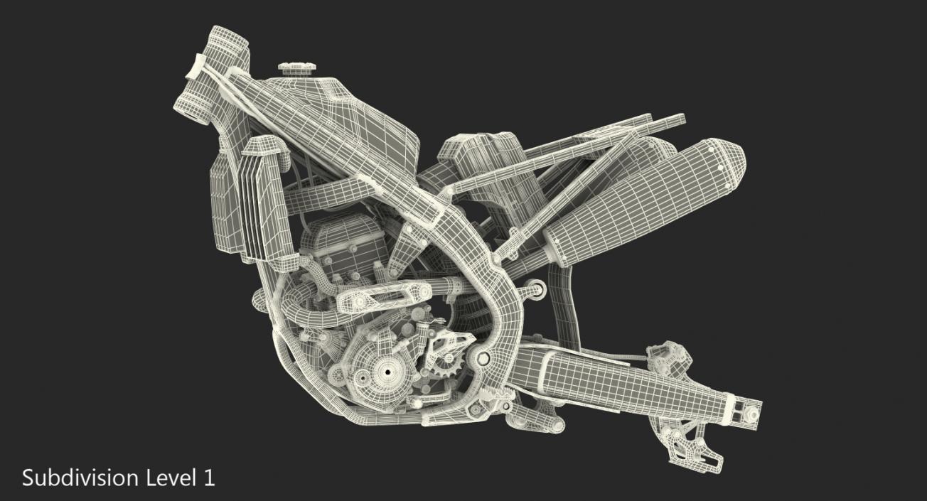 Motocross Motorcycle Engine And Frame 3D