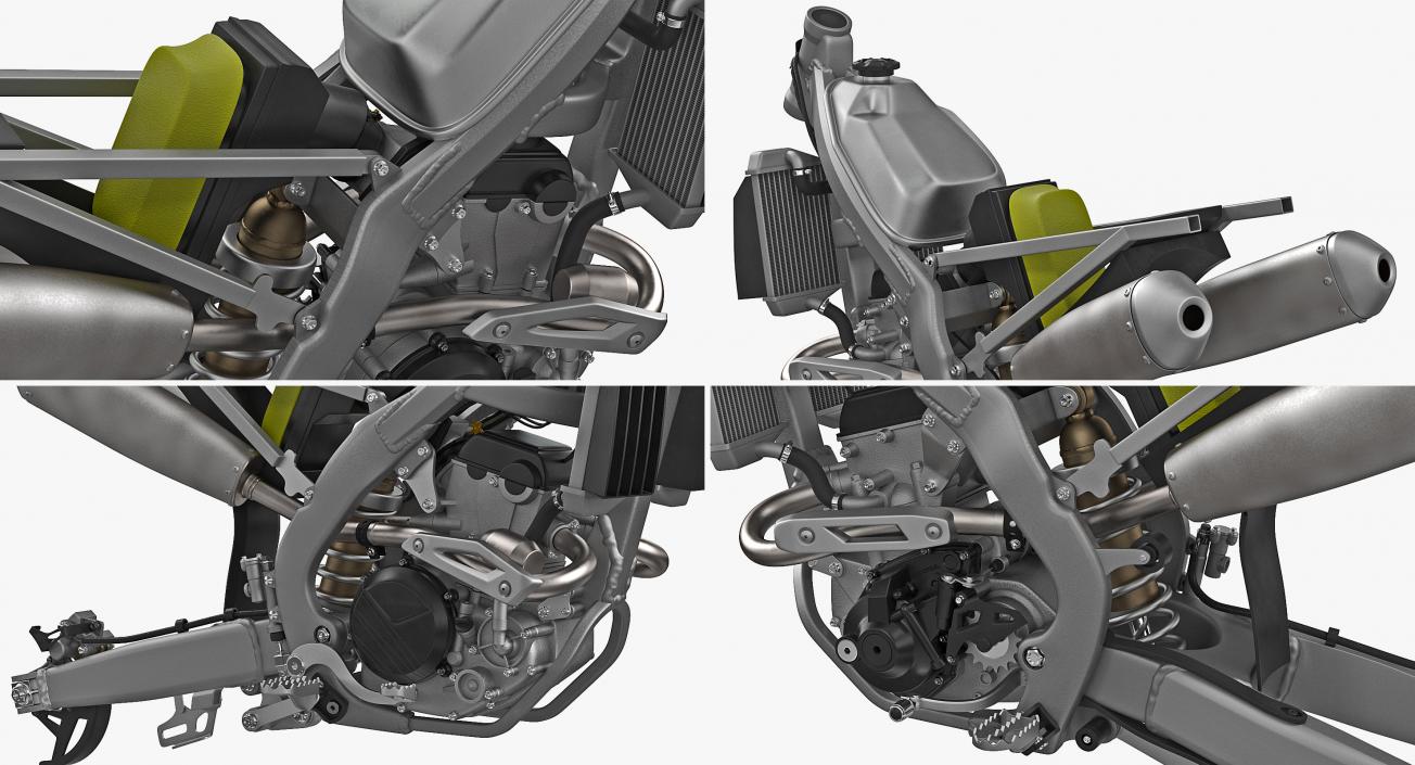Motocross Motorcycle Engine And Frame 3D