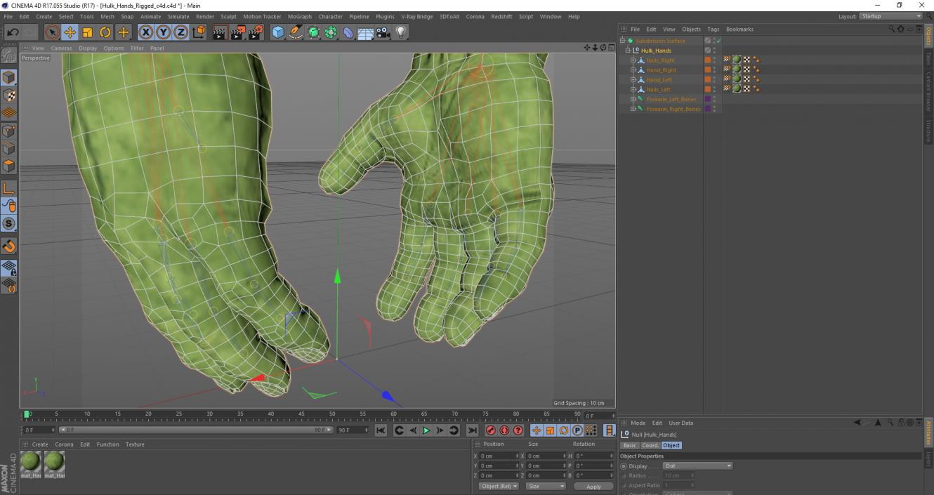 3D Hulk Hands Rigged for Cinema 4D