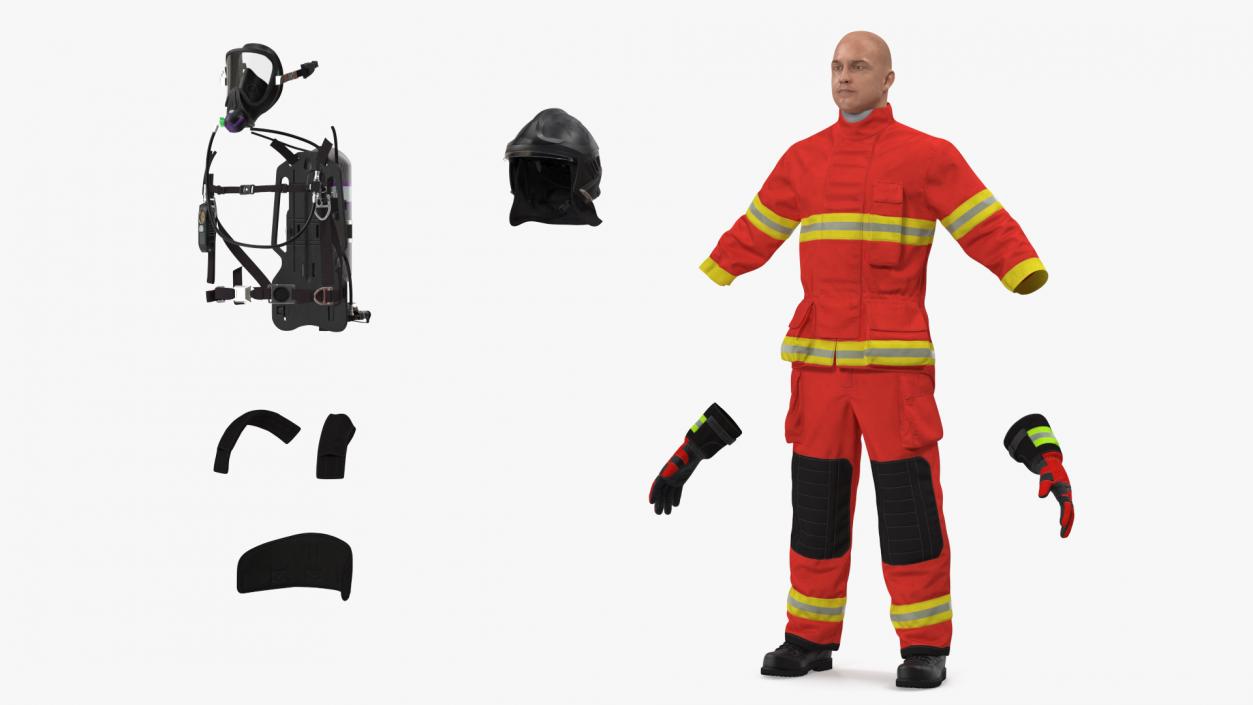 3D Firefighter Rescuer Rigged
