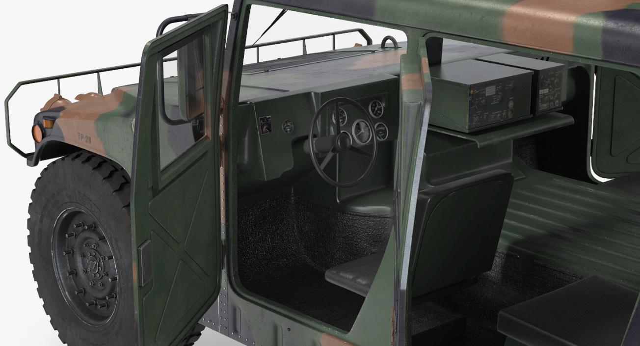 3D HMMWV TOW Missile Carrier M966 Camo Simple Interior
