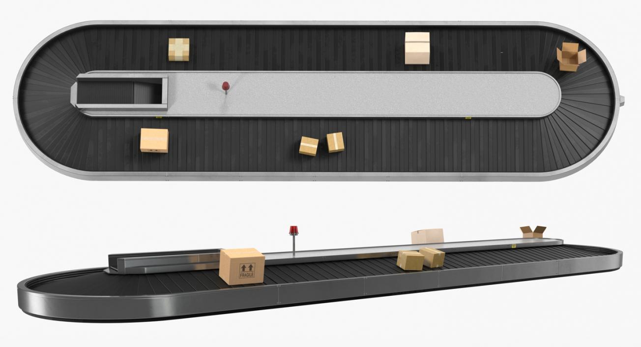 3D Belt Conveyor with Cardboard Boxes Rigged