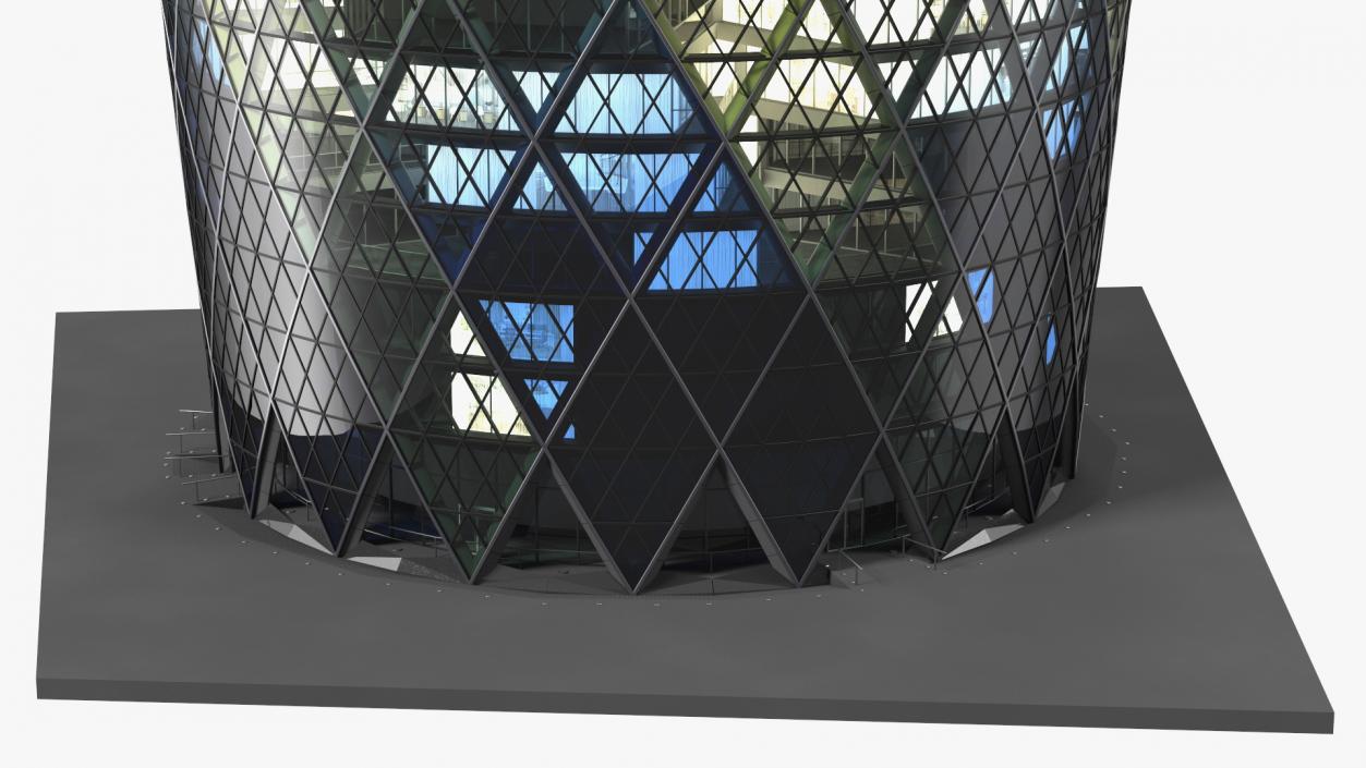 Commercial Skyscraper 30 St Mary Axe Night Glow 3D