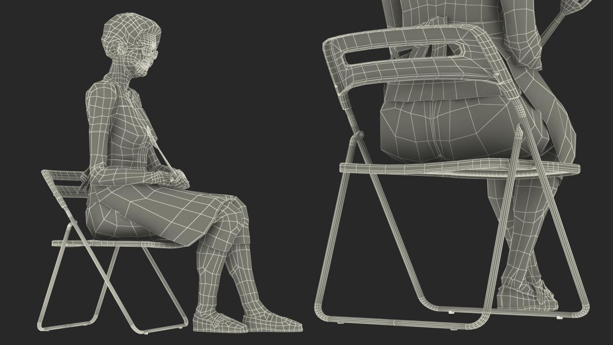 3D Cook Style Asian Old Lady Sitting model