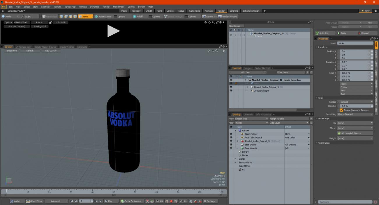 3D model Absolut Vodka Original 1L