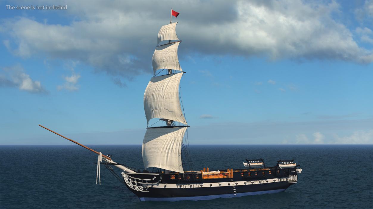 3D Foremast Raised Sails