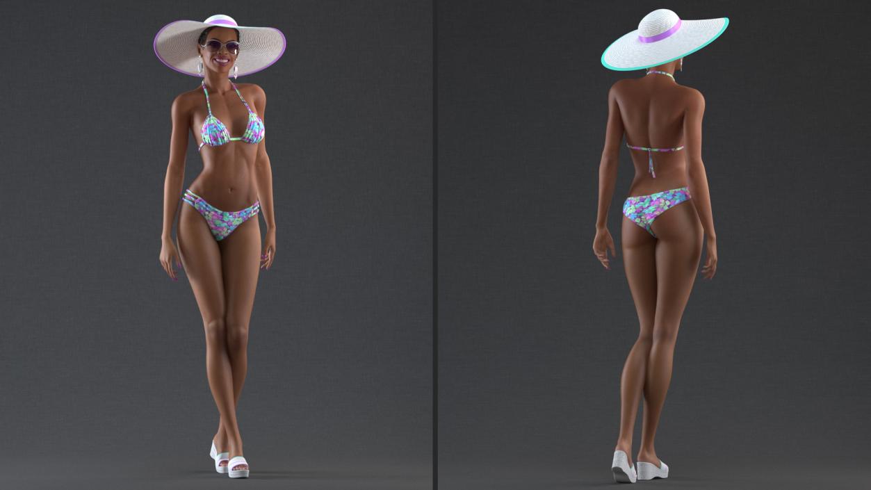 Light Skin Bikini Woman Standing Pose 3D